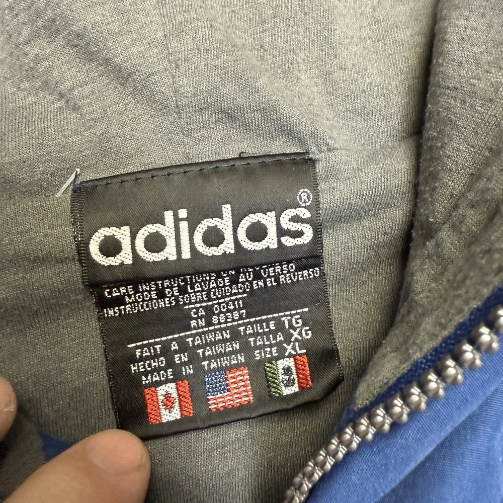 Vintage Adidas‎ Jacket XL 90s Spell Out Sleeve Parka Coat Color Block Trefoil